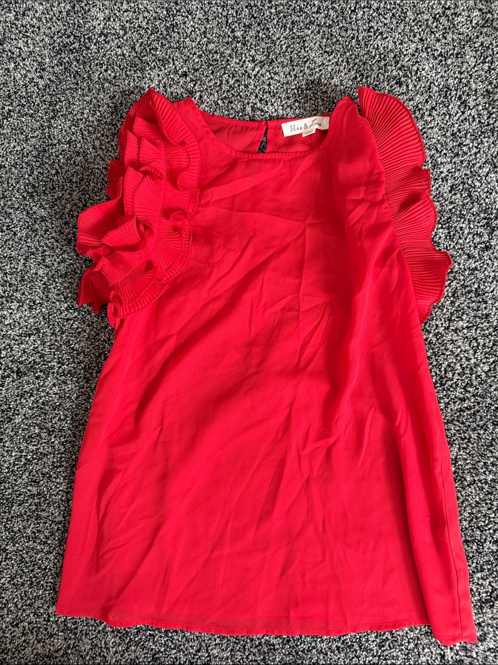 Vine & Love Bright Red Ruffle Sleeve Blouse